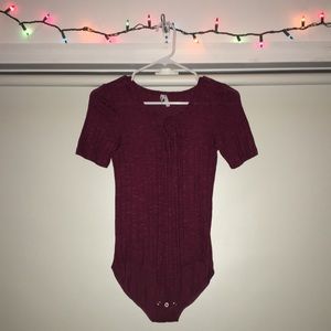 NWOT Mudd Maroon Ribbed One-piece